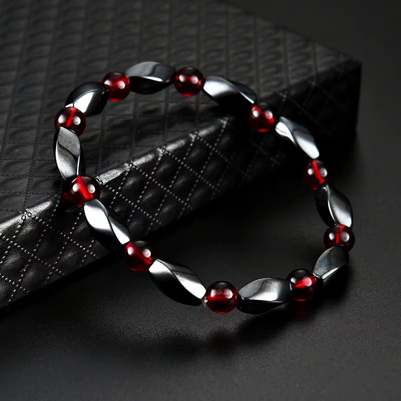 Elevate Your Style with Our Fashionable Red Agate Hematite Bracelets – Unisex Positive Energy Jewelry for Every Occasion