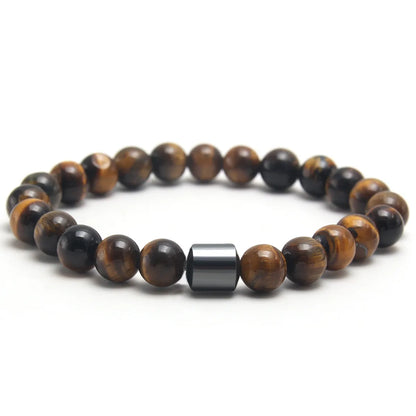 Chic Unisex Color Block Natural Stone Beaded Bracelet for Everyday Style