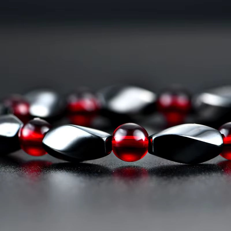 Elevate Your Style with Our Fashionable Red Agate Hematite Bracelets – Unisex Positive Energy Jewelry for Every Occasion