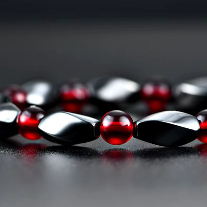 Elevate Your Style with Our Fashionable Red Agate Hematite Bracelets – Unisex Positive Energy Jewelry for Every Occasion