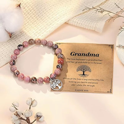 Tree of Life Bracelet for Women Lady, Natural Stone Bracelet Gifts for Grandma, Birthday Christmas Wedding Mothers' Day Gifts