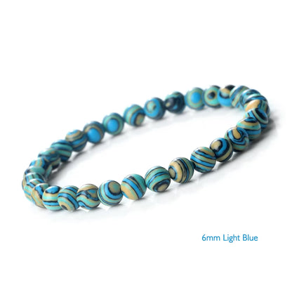 Stunning Blue Malachite Natural Stone Bracelets for Men and Women - Chakra Prayer Mala Beads Yoga Charm Jewelry