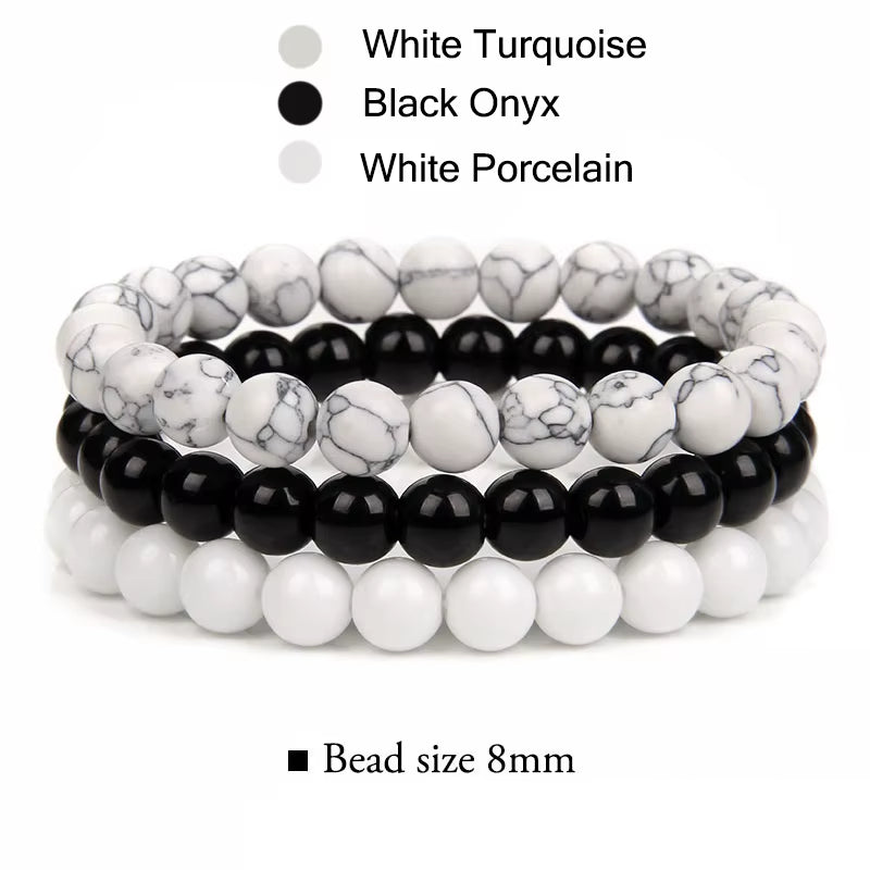Elevate Your Style with Our Multi-Layer Natural Stone Bracelets – Black Lava Rock, Hematite, Onyx & Wood Beads Bracelet Set for Men