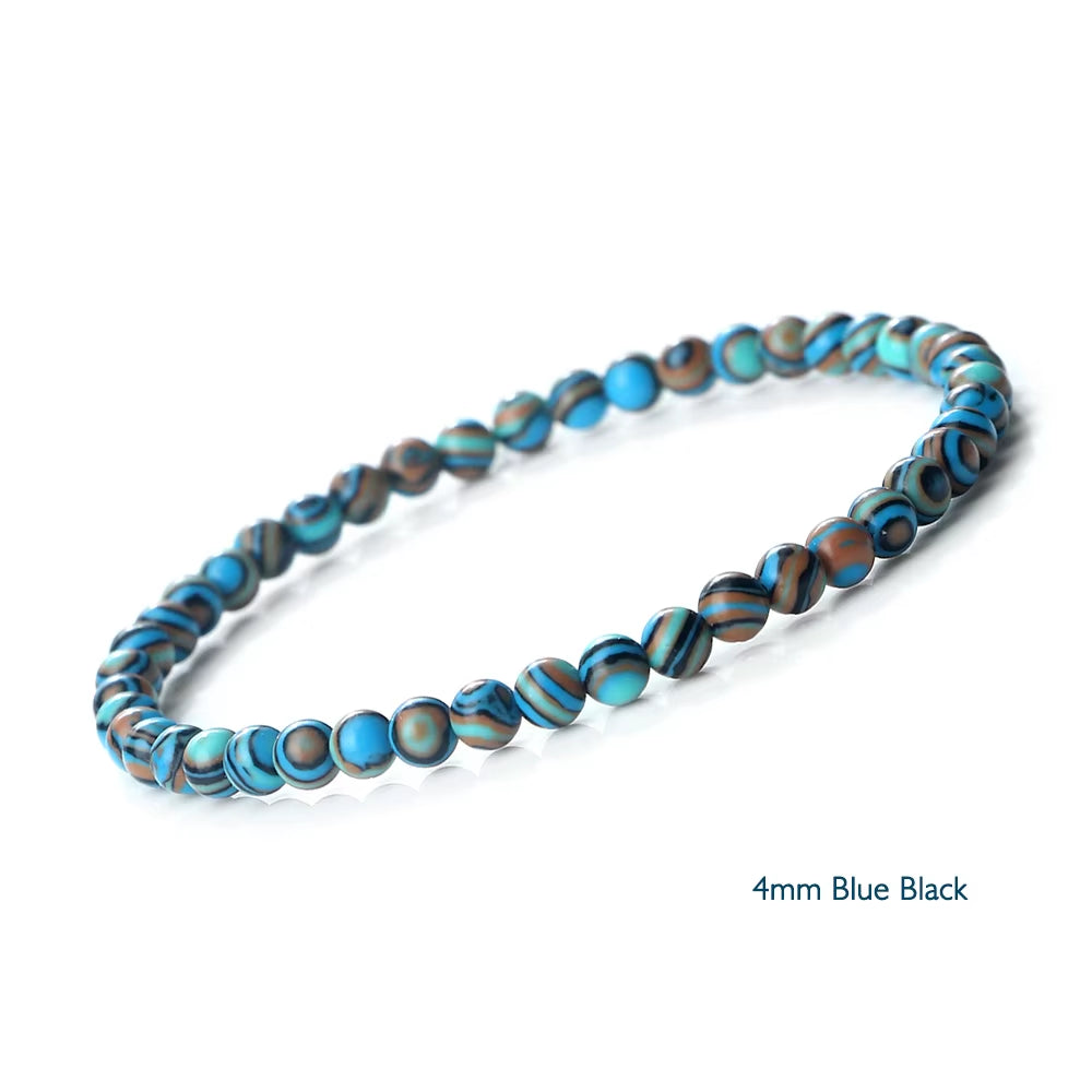 Stunning Blue Malachite Natural Stone Bracelets for Men and Women - Chakra Prayer Mala Beads Yoga Charm Jewelry