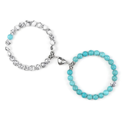 Charming 2Pcs Natural Stone Heart Bead Bracelets for Couples - Perfect Gift for Love and Friendship