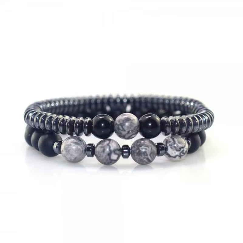 Adjustable Black Beads Bracelet