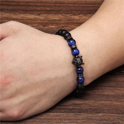 Embrace Your Spirit with the Wolf Charm Natural Stone Beaded Bracelet - Fashionable & Unisex Jewelry for Every Occasion