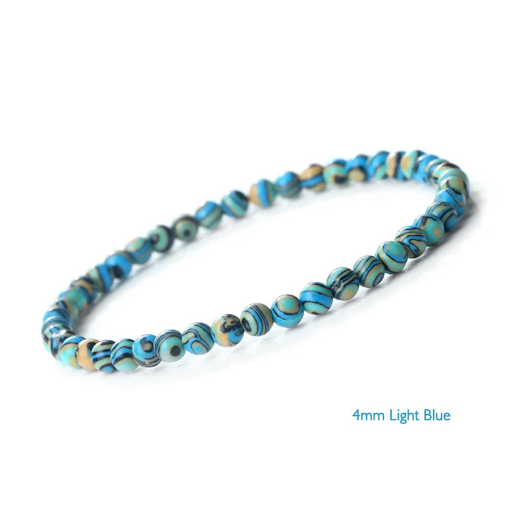 Stunning Blue Malachite Natural Stone Bracelets for Men and Women - Chakra Prayer Mala Beads for Yoga and Style