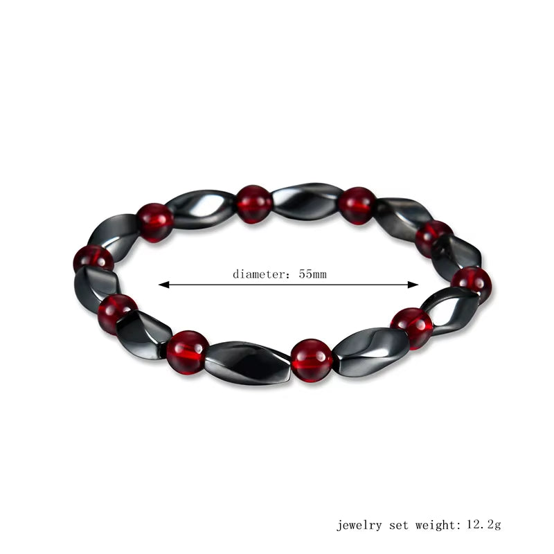Elevate Your Style with Our Fashionable Red Agate Hematite Bracelets – Unisex Positive Energy Jewelry for Every Occasion