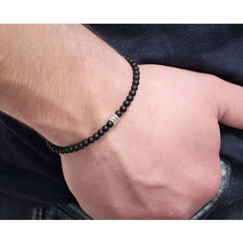 Simple and Stylish Handmade Black Beads Bracelet
