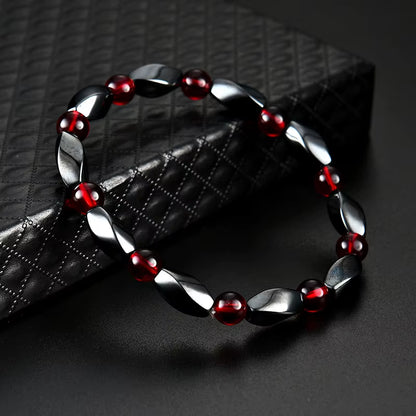 Elevate Your Style with Our Fashionable Red Agate Hematite Bracelets – Unisex Positive Energy Jewelry for Every Occasion
