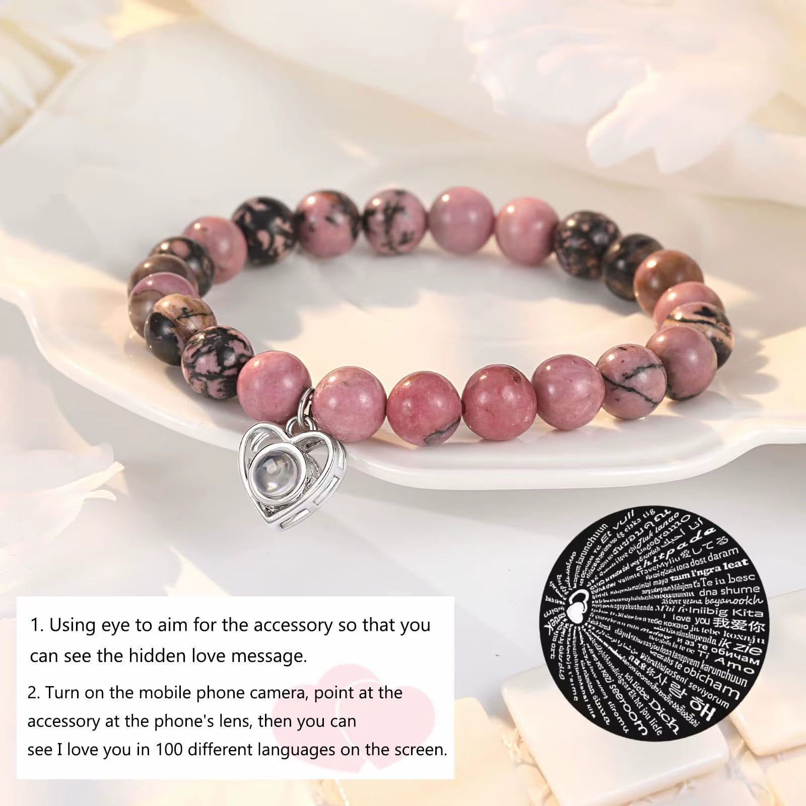 I Love You 100 Language Bracelet Couples Gifts for Girlfriend, My Love, Soulmate, Anniversary Valentines Day Birthday Bracelets