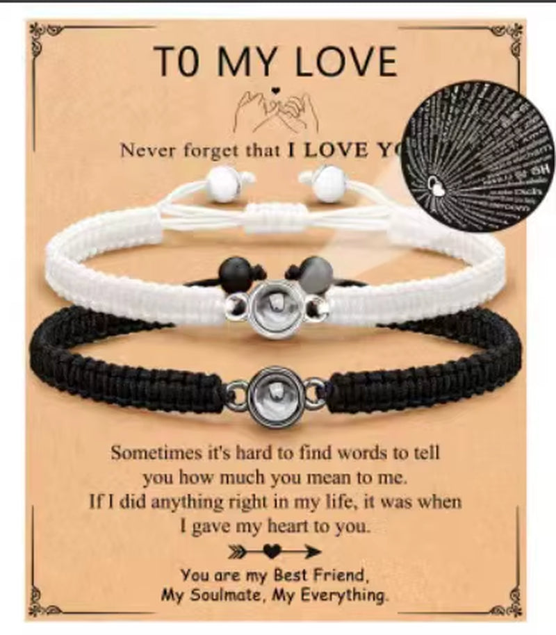 I Love You 100 Language Bracelet Couples Gifts for Girlfriend, My Love, Soulmate, Anniversary Valentines Day Birthday Bracelets