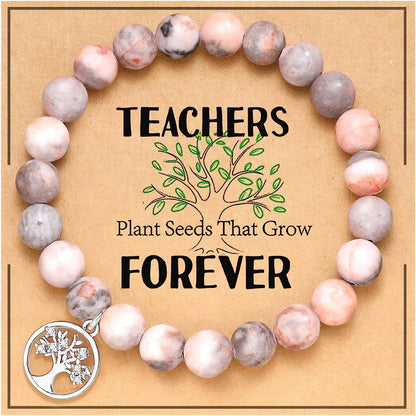 Natural Stone Teacher Bracelet Gifts for Women,Thank You Gifts for Teacher Meaningful Gifts for Women with Gift Message Card