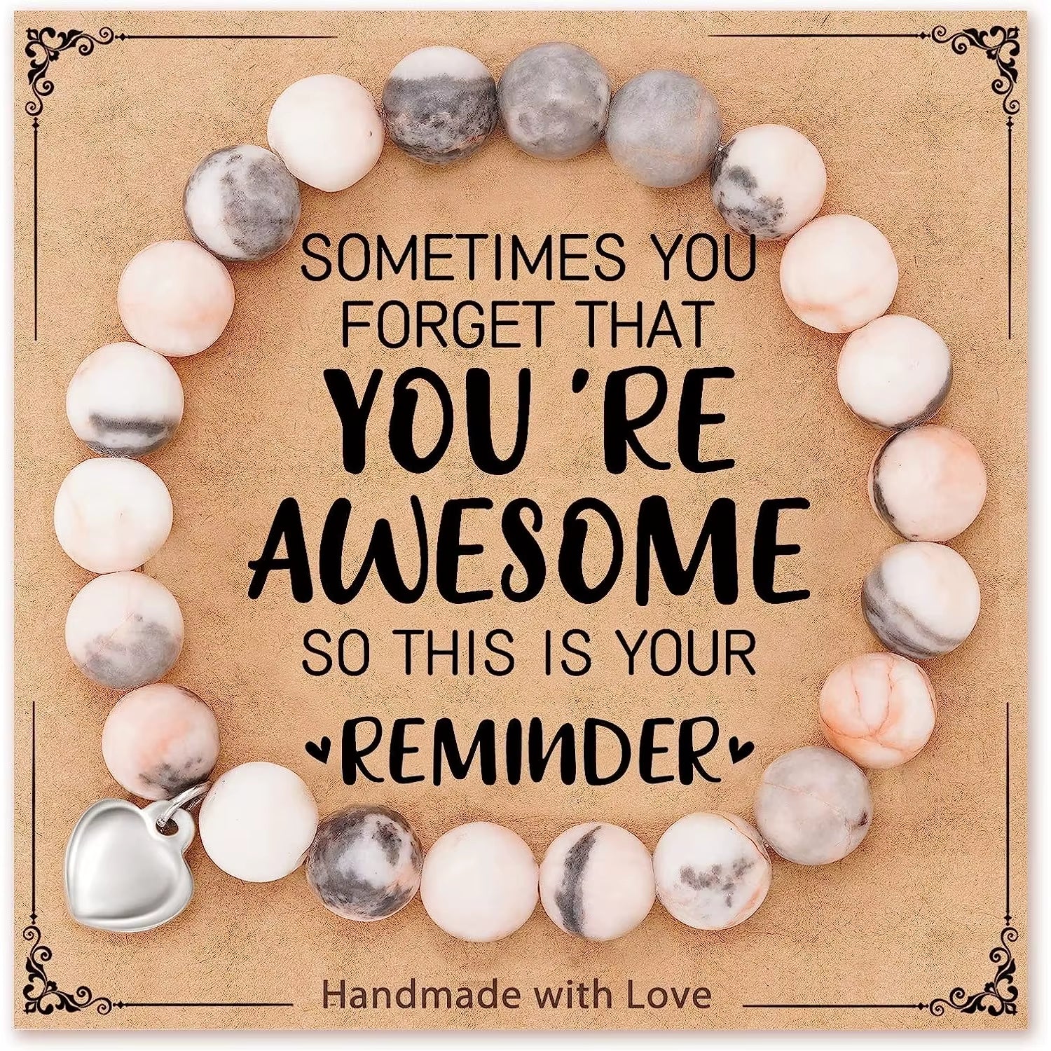 Natural Stone Heart Bracele for Sister Suitable as a Gifts on Birthday Graduation Mothers Day Christmas Valentines Day