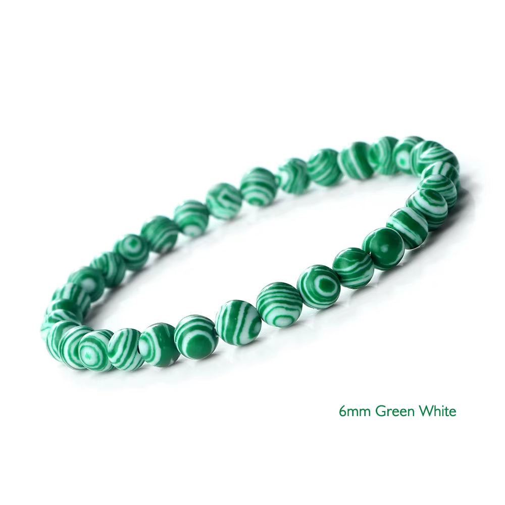 Stunning Blue Malachite Natural Stone Bracelet for Men and Women - Chakra Prayer Mala Beads for Yoga and Meditation