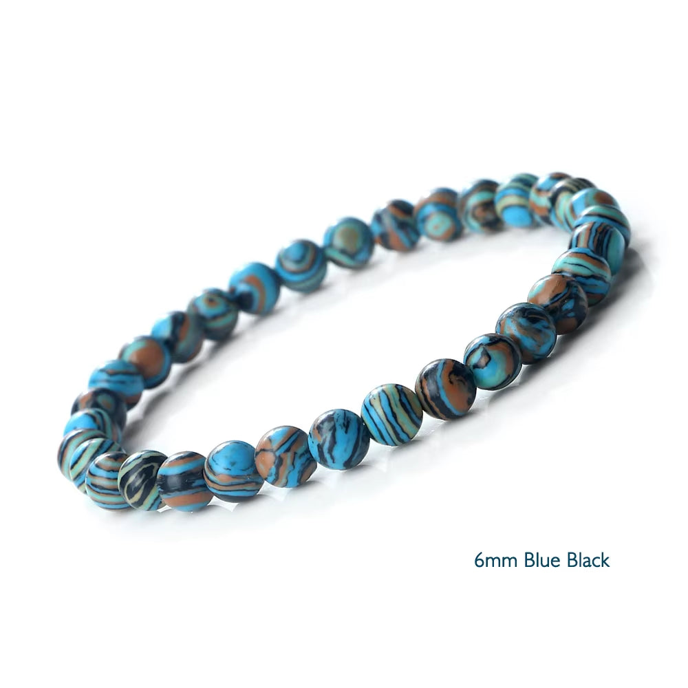 Stunning Blue Malachite Natural Stone Bracelets for Men and Women - Chakra Prayer Mala Beads for Yoga and Style