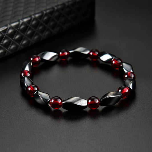 Elevate Your Style with Our Fashionable Red Agate Hematite Bracelets – Unisex Positive Energy Jewelry for Every Occasion