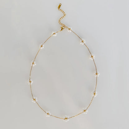 Waterproof Stainless Steel 18K Gold Plated Pearl Flower Belly Chain Bikini Jewelry Sexy Waist Beads Summer Accessories for Beach