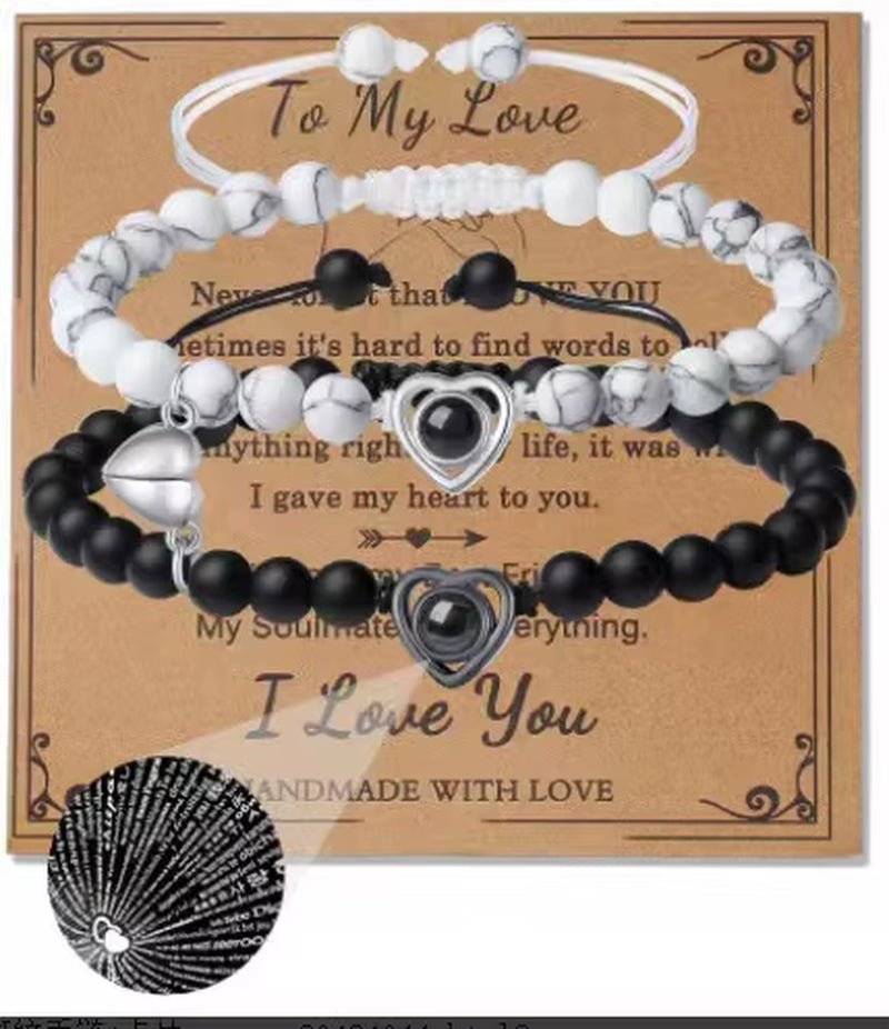 I Love You 100 Language Bracelet Couples Gifts for Girlfriend, My Love, Soulmate, Anniversary Valentines Day Birthday Bracelets