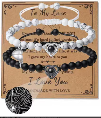 I Love You 100 Language Bracelet Couples Gifts for Girlfriend, My Love, Soulmate, Anniversary Valentines Day Birthday Bracelets