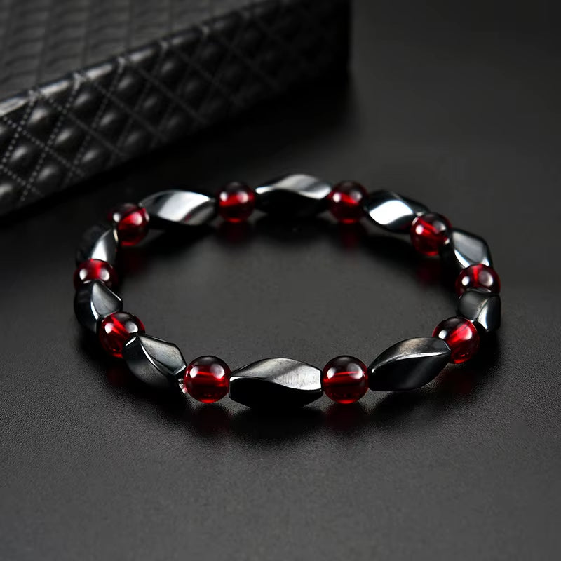 Elevate Your Style with Our Fashionable Red Agate Hematite Bracelets – Unisex Positive Energy Jewelry for Every Occasion