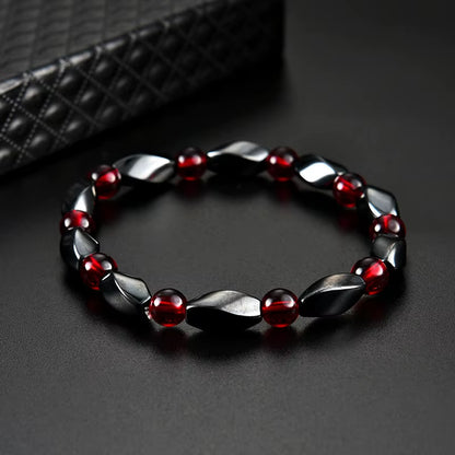 Elevate Your Style with Our Fashionable Red Agate Hematite Bracelets – Unisex Positive Energy Jewelry for Every Occasion