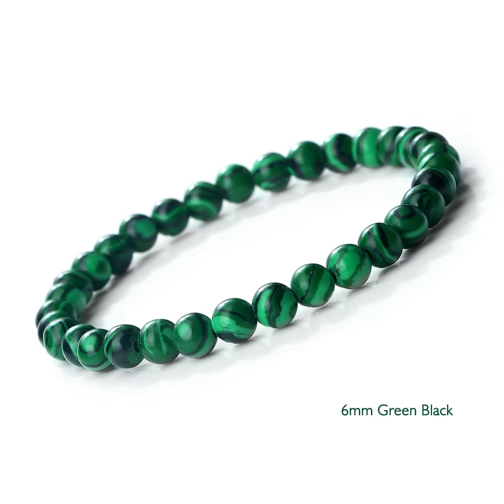 Stunning Blue Malachite Natural Stone Bracelet for Men and Women - Chakra Prayer Mala Beads for Yoga and Meditation