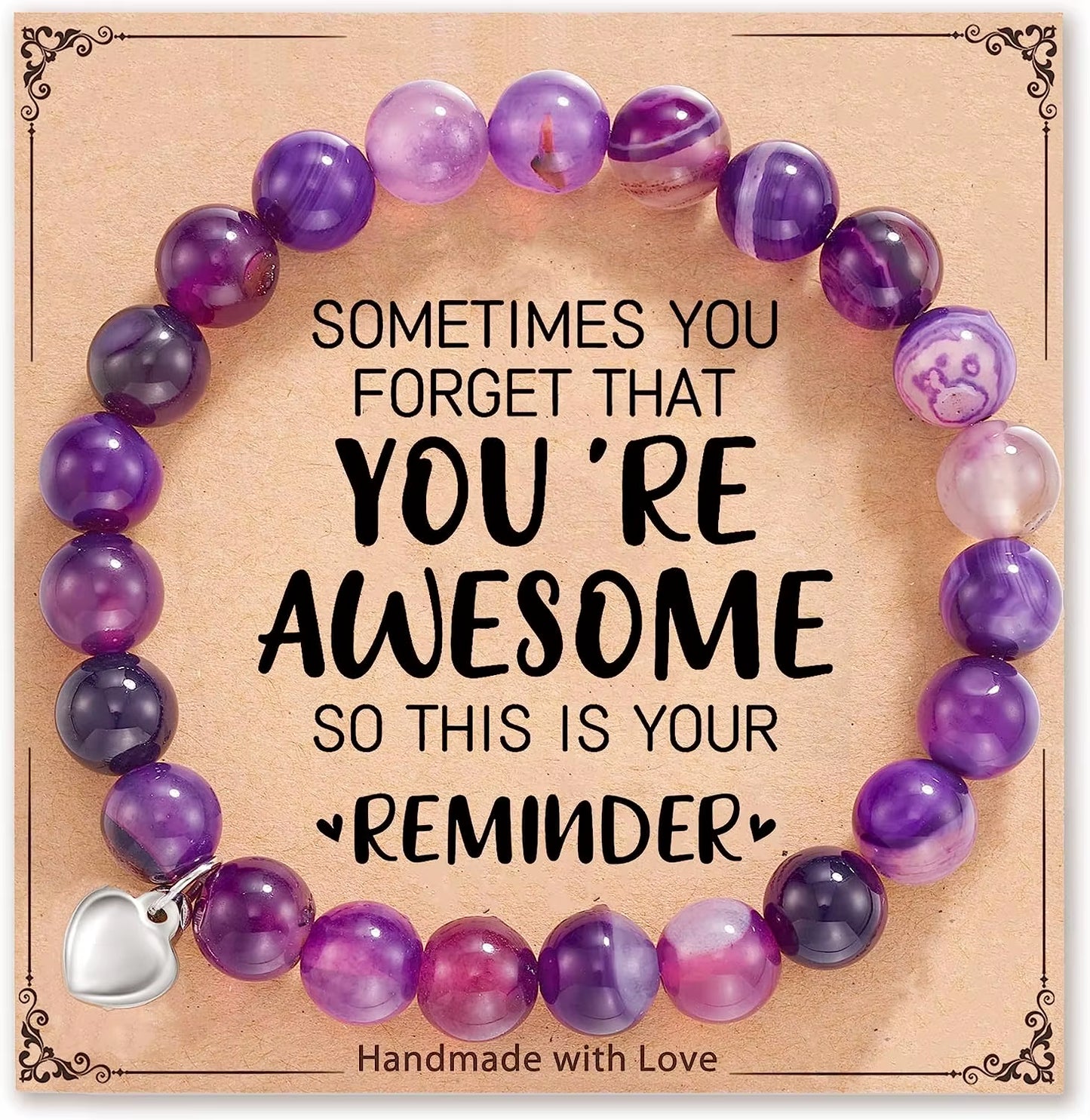 Natural Stone Heart Bracele for Sister Suitable as a Gifts on Birthday Graduation Mothers Day Christmas Valentines Day