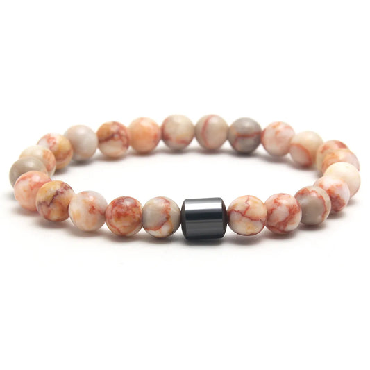 Chic Unisex Color Block Natural Stone Beaded Bracelet for Everyday Style