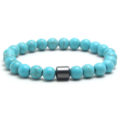 Elevate Your Style with Our Unisex Color Block Natural Stone Beaded Bracelet for Everyday Wear