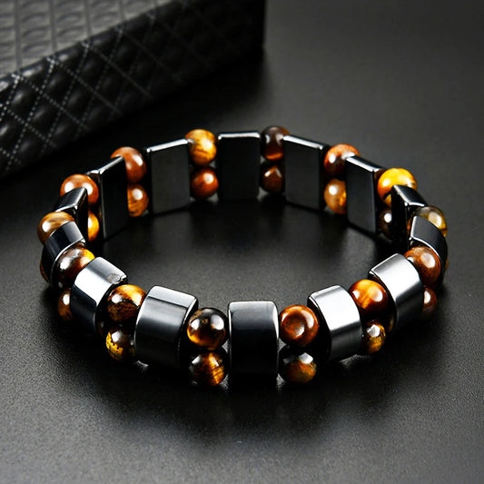 Elevate Your Style with Our Double Hematite & Tiger's Eye Bracelets – Unisex Natural Stone Jewelry