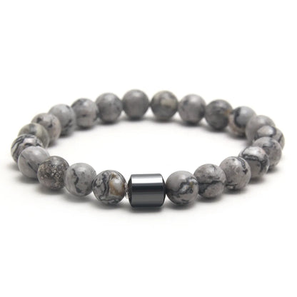 Chic Unisex Color Block Natural Stone Beaded Bracelet for Everyday Style