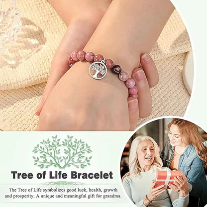 Tree of Life Bracelet for Women Lady, Natural Stone Bracelet Gifts for Grandma, Birthday Christmas Wedding Mothers' Day Gifts